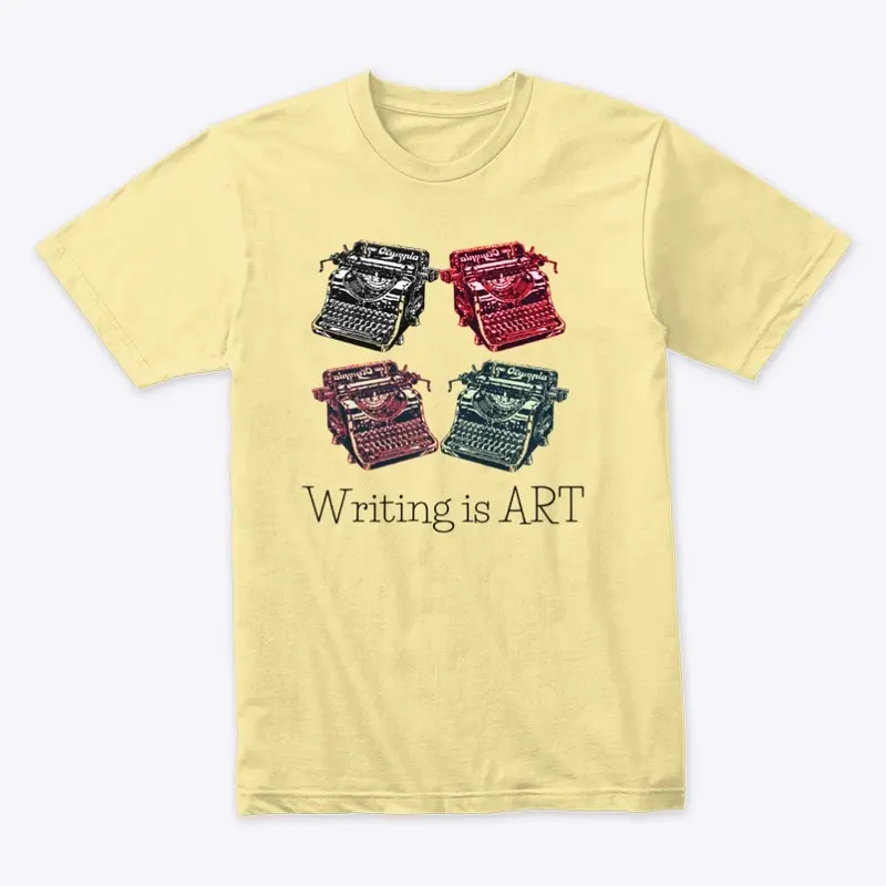 Four Typewriters Writing Is Art Blk Txt